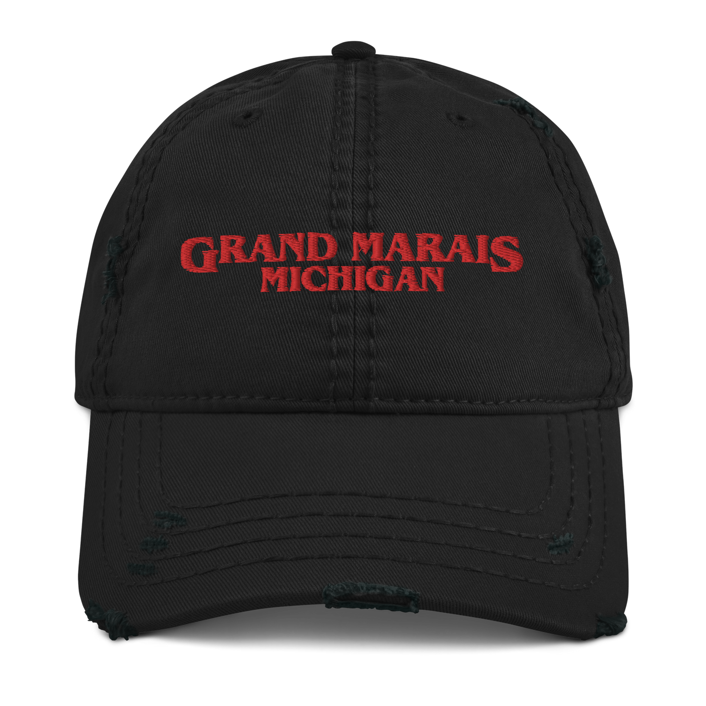 'Grand Marais Michigan' Distressed Dad Hat (1980s Drama Parody)