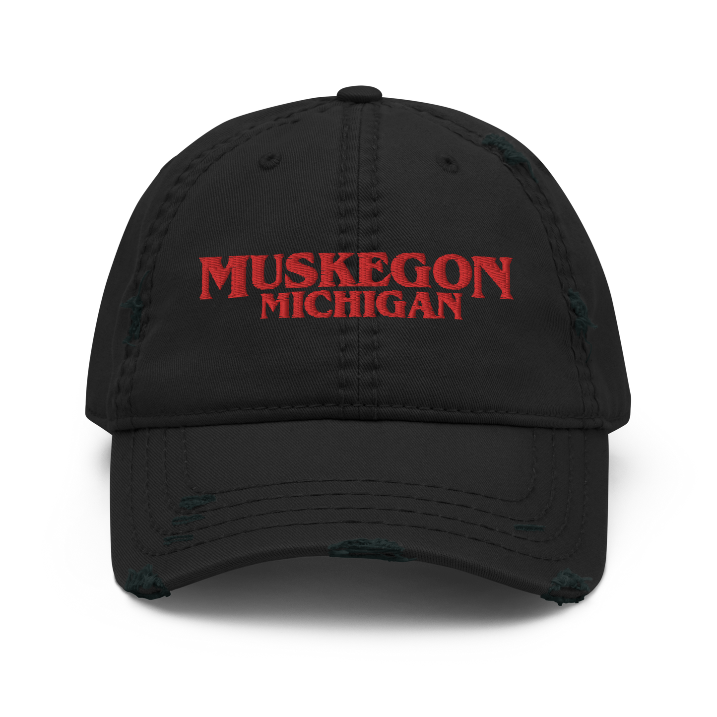 'Muskegon Michigan' Distressed Dad Hat (1980s Drama Parody)