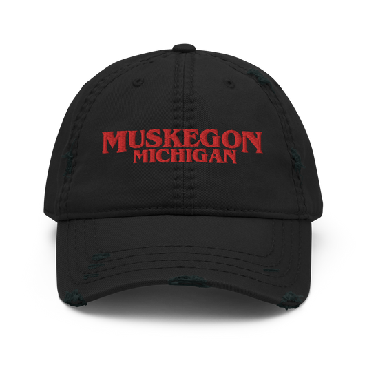 'Muskegon Michigan' Distressed Dad Hat (1980s Drama Parody)