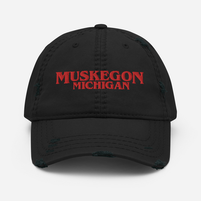 'Muskegon Michigan' Distressed Dad Hat (1980s Drama Parody)