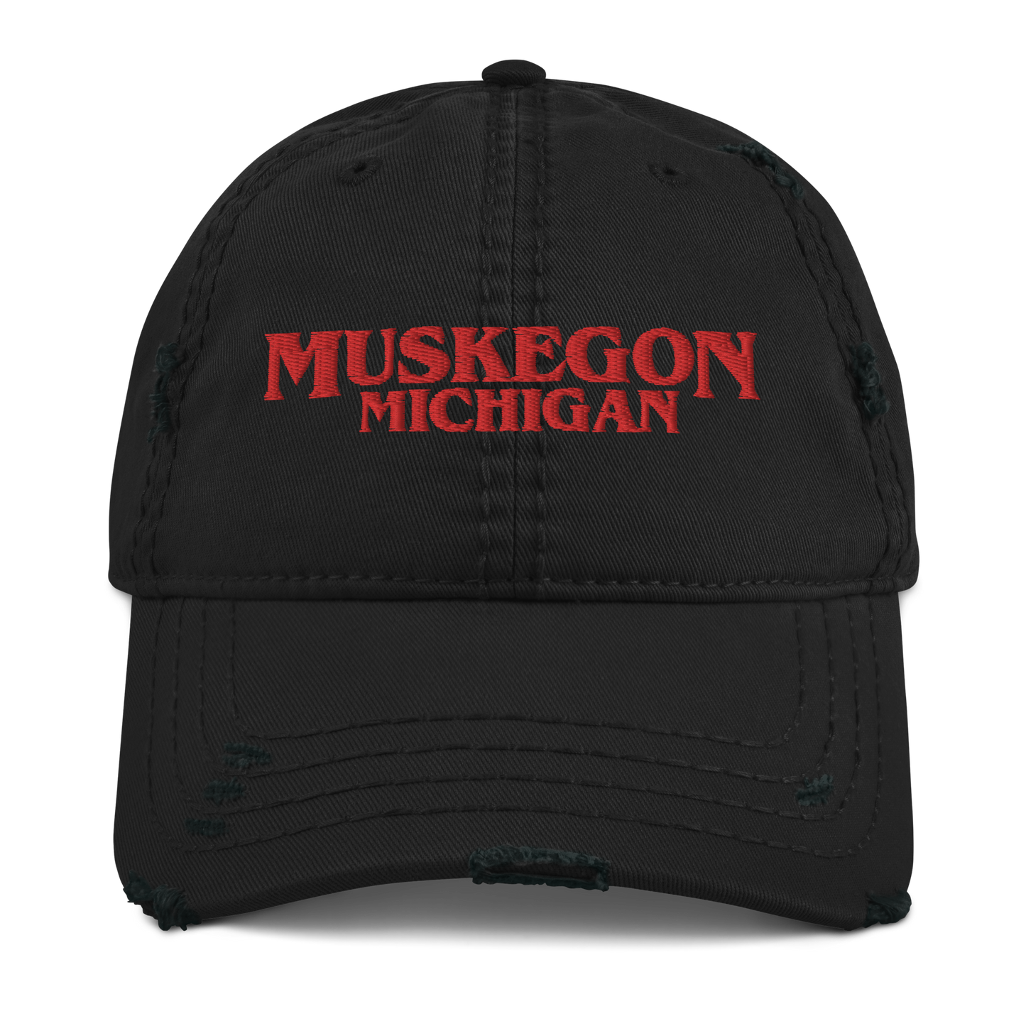 'Muskegon Michigan' Distressed Dad Hat (1980s Drama Parody)