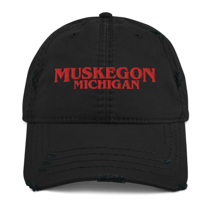 'Muskegon Michigan' Distressed Dad Hat (1980s Drama Parody)