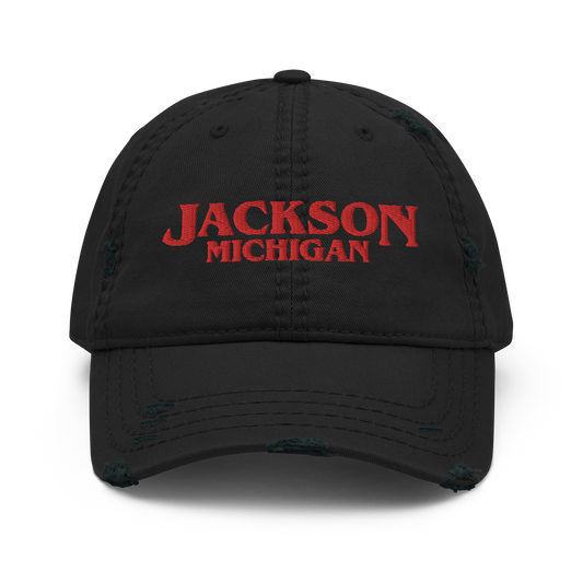 'Jackson Michigan' Distressed Dad Hat (1980s Drama Parody)