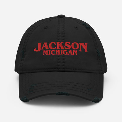 'Jackson Michigan' Distressed Dad Hat (1980s Drama Parody)