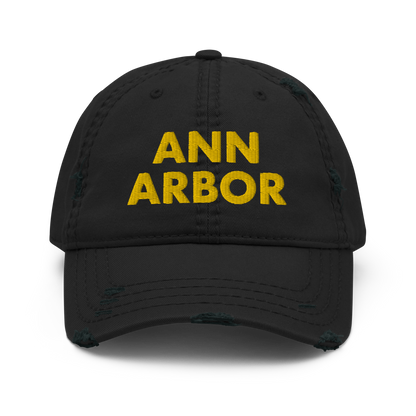 'Ann Arbor' Distressed Dad Hat | Gold/Navy Embroidery