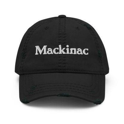 'Mackinac' Distressed Dad Hat | White/Navy Embroidery