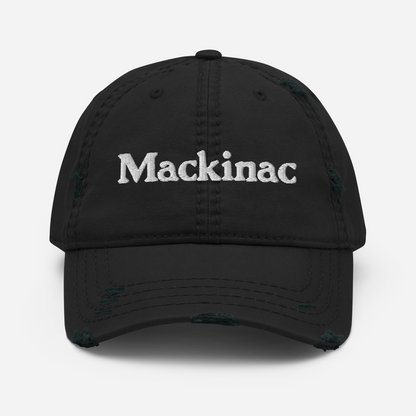 'Mackinac' Distressed Dad Hat | White/Navy Embroidery