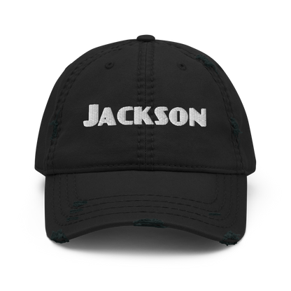 'Jackson' Distressed Dad Hat | White/Black