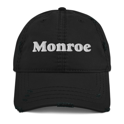 'Monroe' Distressed Dad Hat | White/Black Embroidery