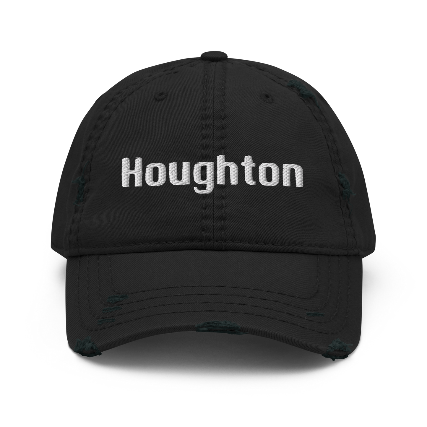 'Houghton' Distressed Dad Hat | White/Black Embroidery