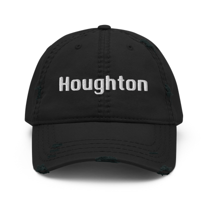 'Houghton' Distressed Dad Hat | White/Black Embroidery