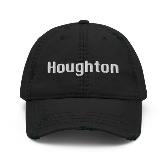 'Houghton' Distressed Dad Hat | White/Black Embroidery