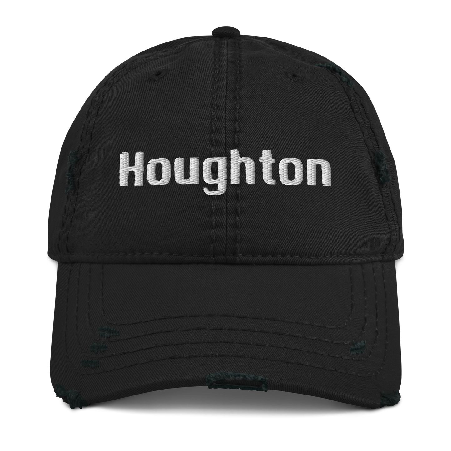 'Houghton' Distressed Dad Hat | White/Black Embroidery