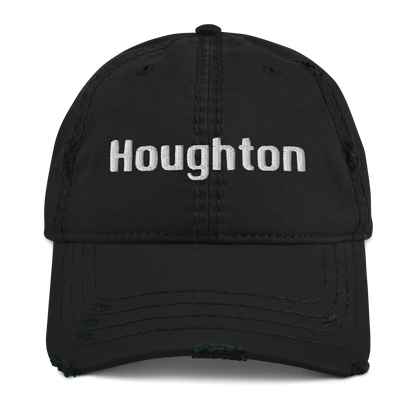 'Houghton' Distressed Dad Hat | White/Black Embroidery