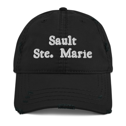 'Sault Ste. Marie' Distressed Dad Hat | White/Navy