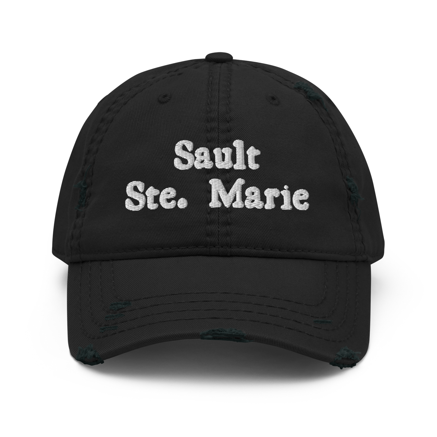 'Sault Ste. Marie' Distressed Dad Hat | White/Navy