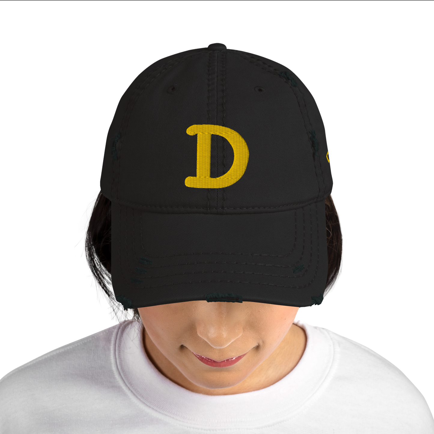 Detroit 'Old French D' Distressed Dad Hat (w/ Side Design) | Gold Embroidery