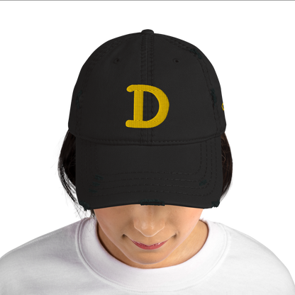 Detroit 'Old French D' Distressed Dad Hat (w/ Side Design) | Gold Embroidery