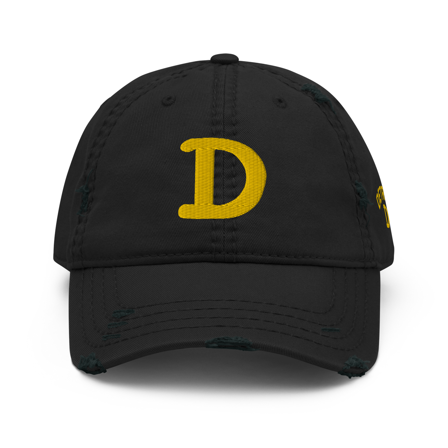 Detroit 'Old French D' Distressed Dad Hat (w/ Side Design) | Gold Embroidery