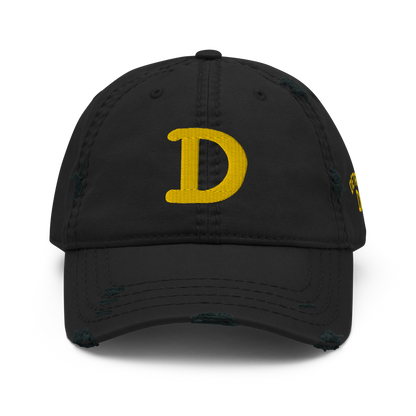 Detroit 'Old French D' Distressed Dad Hat (w/ Side Design) | Gold Embroidery