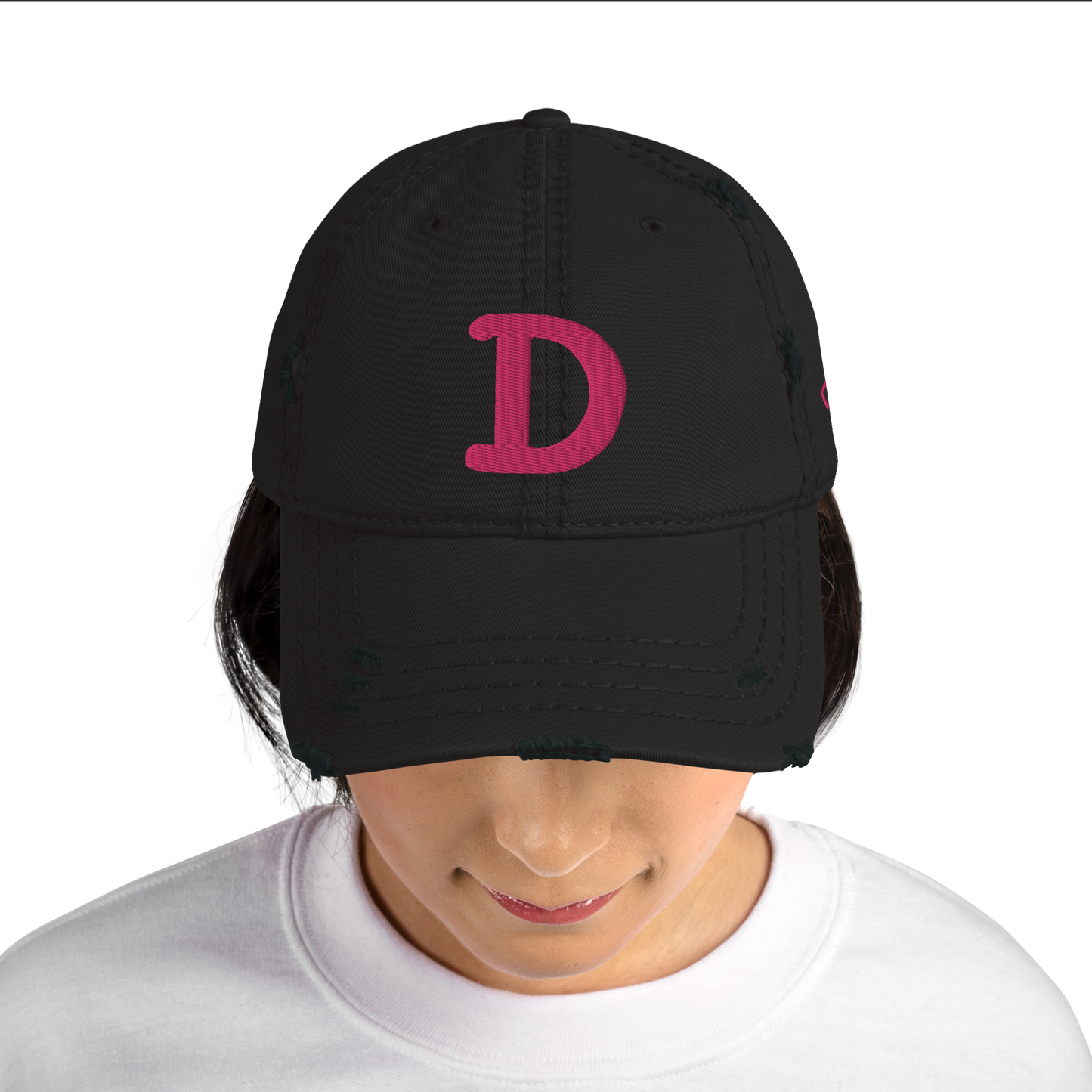 Detroit 'Old French D' Distressed Dad Hat (w/ Side Design) | Pink Embroidery