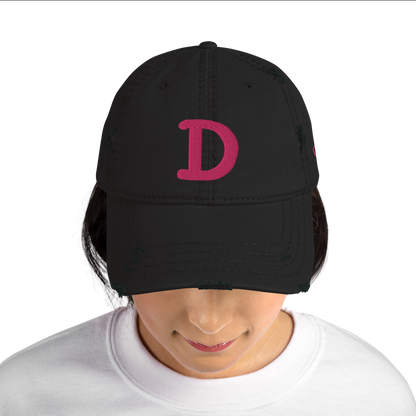 Detroit 'Old French D' Distressed Dad Hat (w/ Side Design) | Pink Embroidery