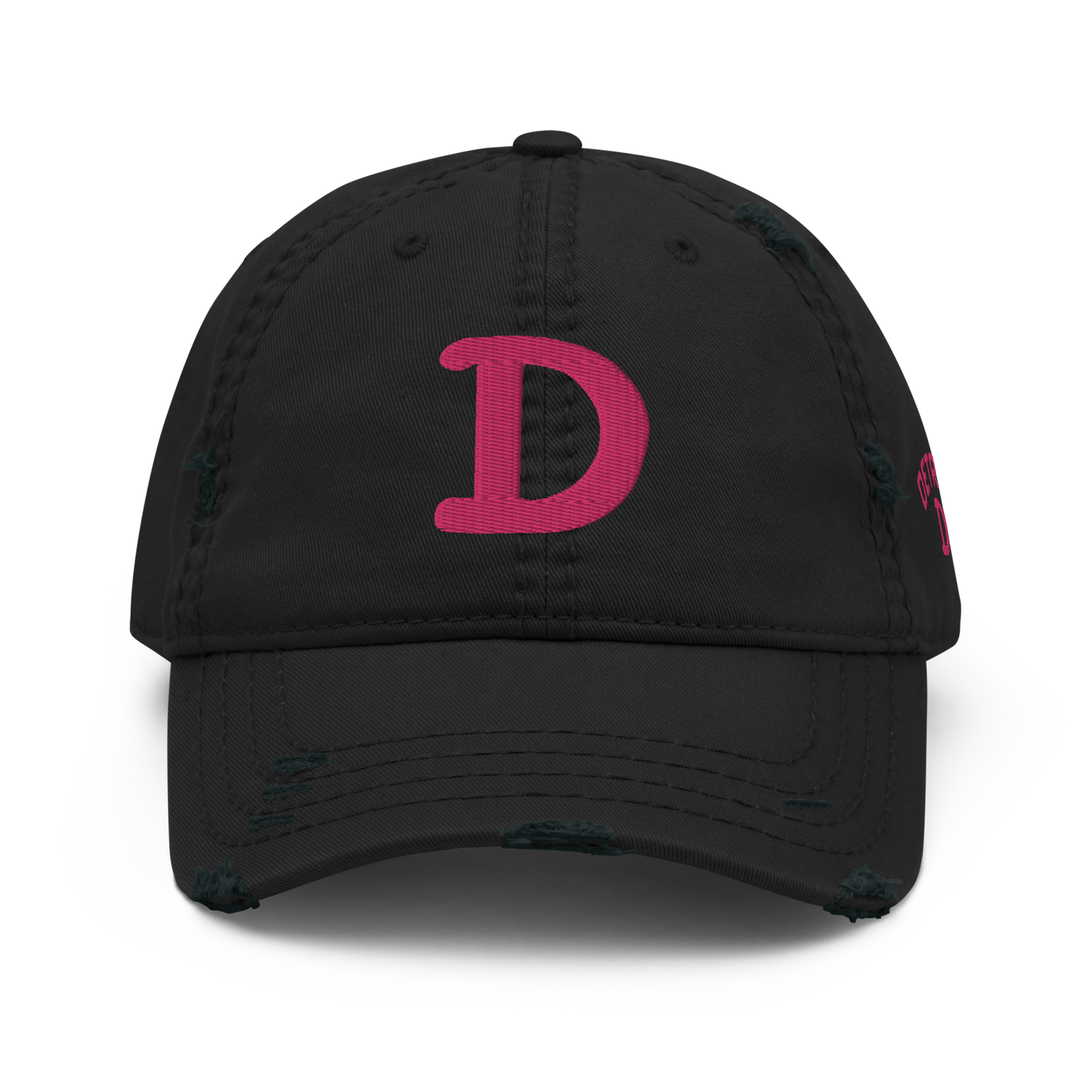 Detroit 'Old French D' Distressed Dad Hat (w/ Side Design) | Pink Embroidery