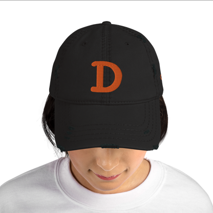 Detroit 'Old French D' Distressed Dad Hat (w/ Side Design) | Orange Embroidery