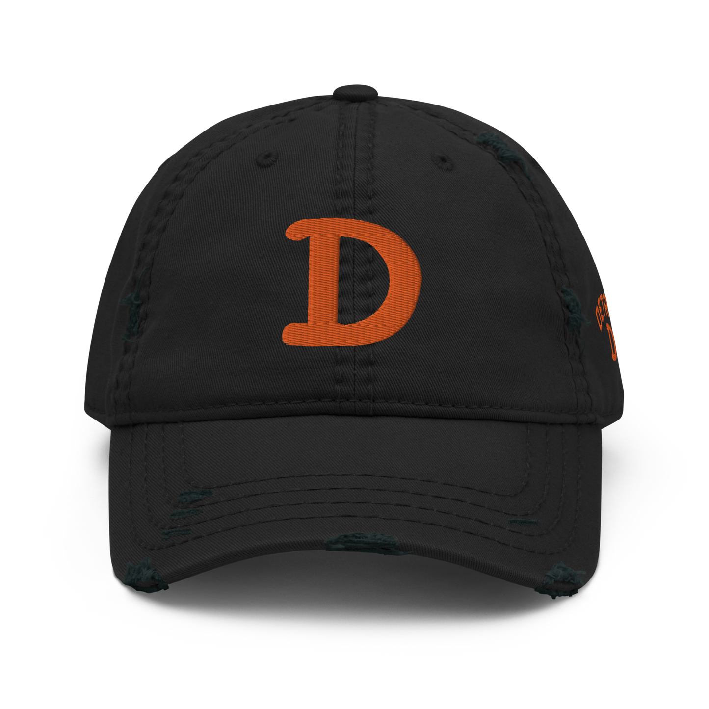 Detroit 'Old French D' Distressed Dad Hat (w/ Side Design) | Orange Embroidery