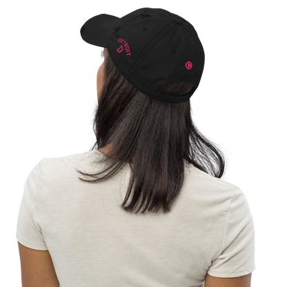 Detroit 'Old French D' Distressed Dad Hat (w/ Side Design) | Pink Embroidery