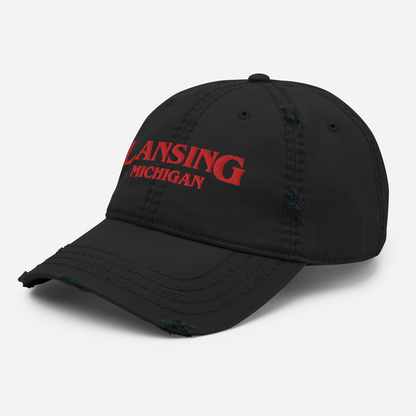 'Lansing Michigan' Distressed Dad Hat (1980s Drama Parody)