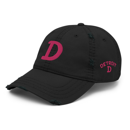 Detroit 'Old French D' Distressed Dad Hat (w/ Side Design) | Pink Embroidery