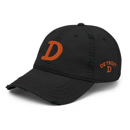 Detroit 'Old French D' Distressed Dad Hat (w/ Side Design) | Orange Embroidery