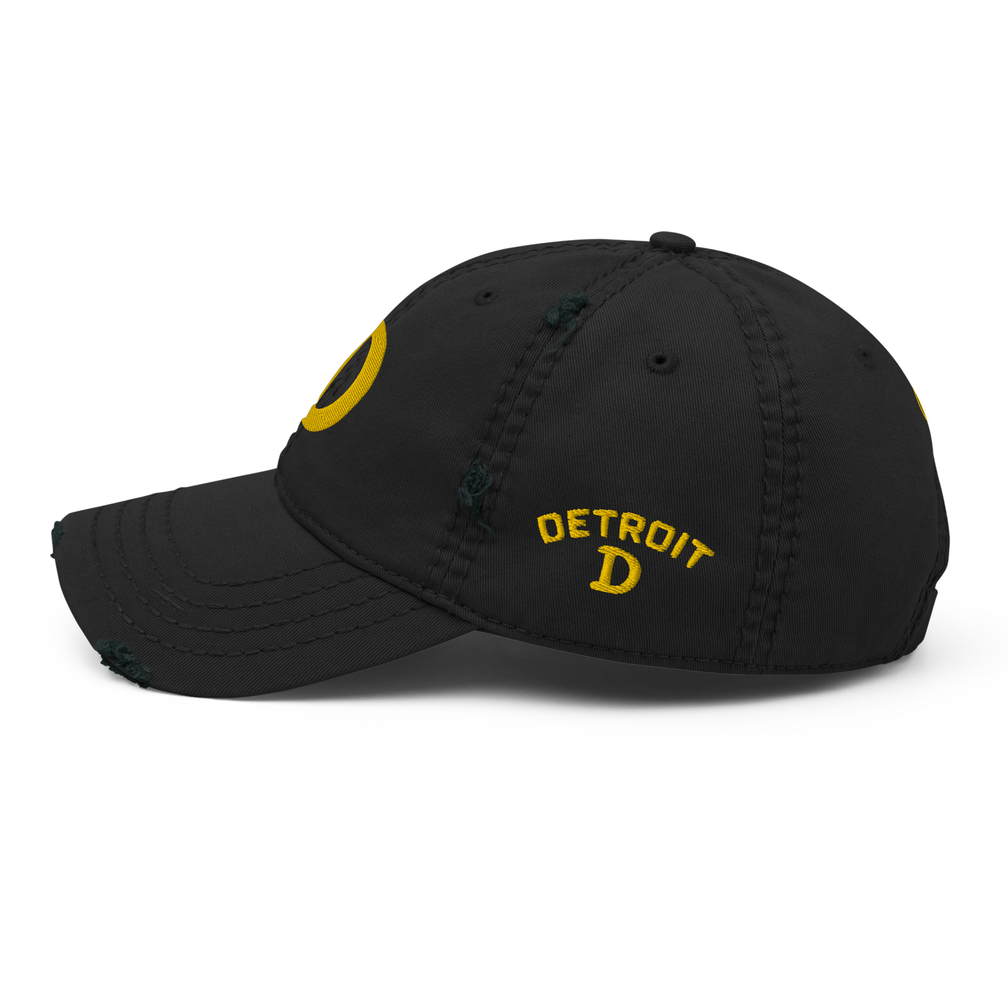 Detroit 'Old French D' Distressed Dad Hat (w/ Side Design) | Gold Embroidery