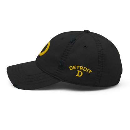 Detroit 'Old French D' Distressed Dad Hat (w/ Side Design) | Gold Embroidery