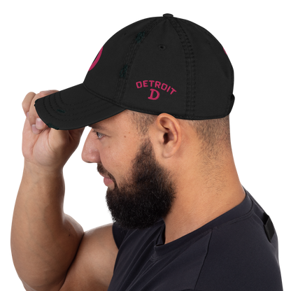 Detroit 'Old French D' Distressed Dad Hat (w/ Side Design) | Pink Embroidery