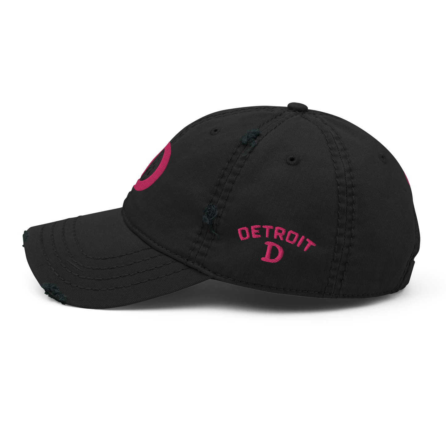 Detroit 'Old French D' Distressed Dad Hat (w/ Side Design) | Pink Embroidery