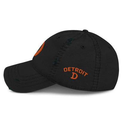 Detroit 'Old French D' Distressed Dad Hat (w/ Side Design) | Orange Embroidery