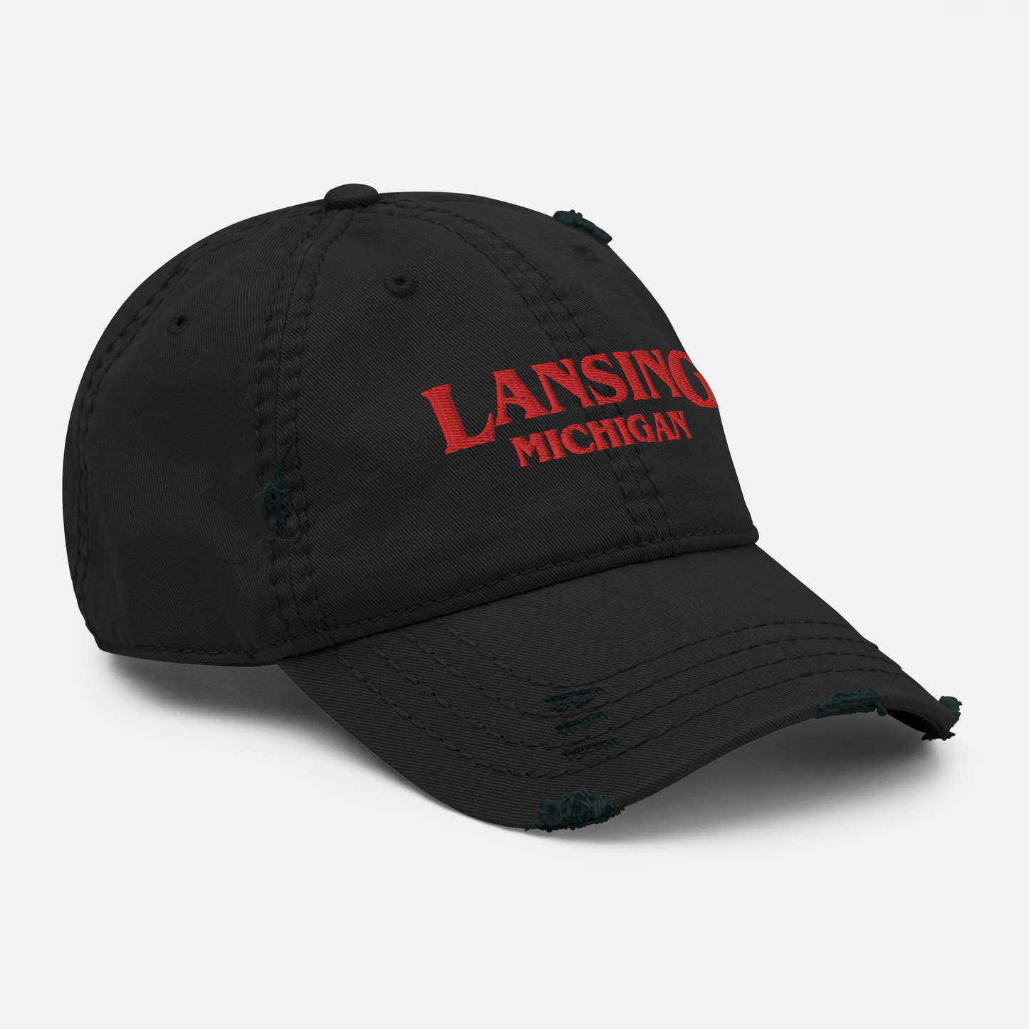 'Lansing Michigan' Distressed Dad Hat (1980s Drama Parody)