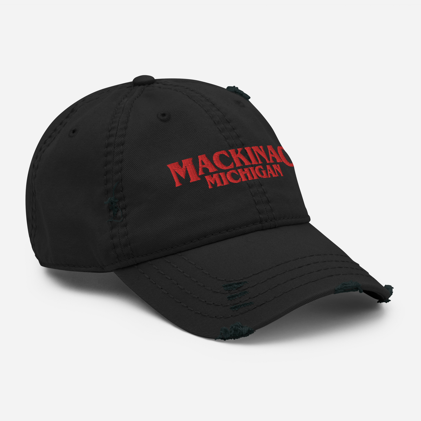 'Mackinac Michigan' Distressed Dad Hat (1980s Drama Parody)