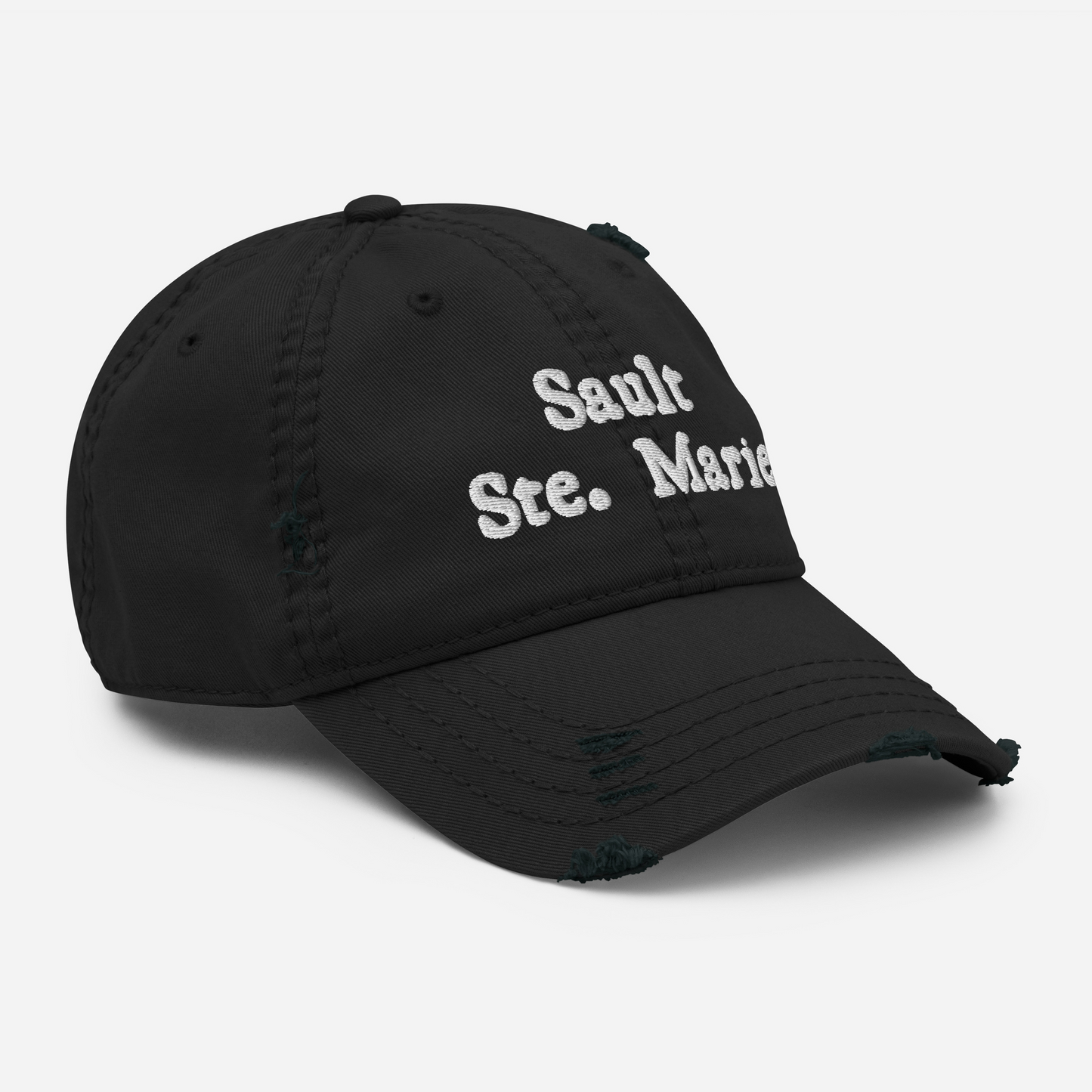 'Sault Ste. Marie' Distressed Dad Hat | White/Navy