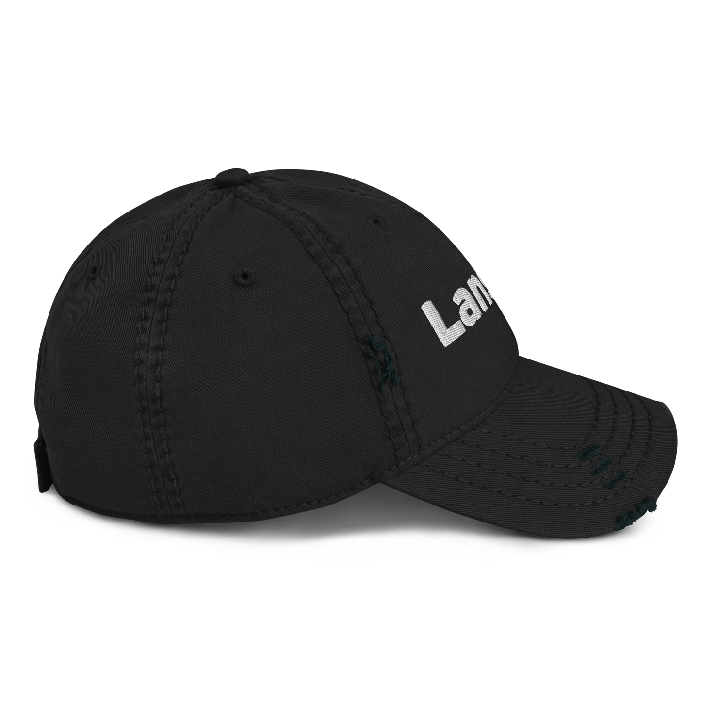 'Lansing' Distressed Dad Hat | White/Black Embroidery