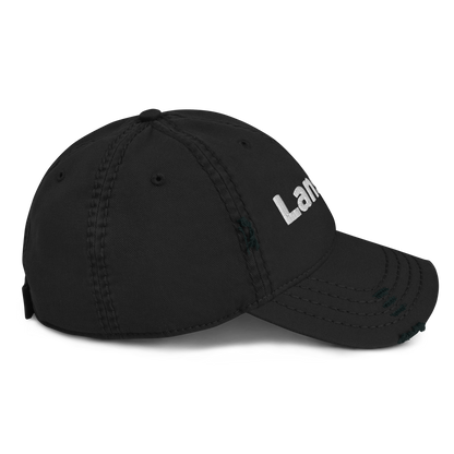 'Lansing' Distressed Dad Hat | White/Black Embroidery