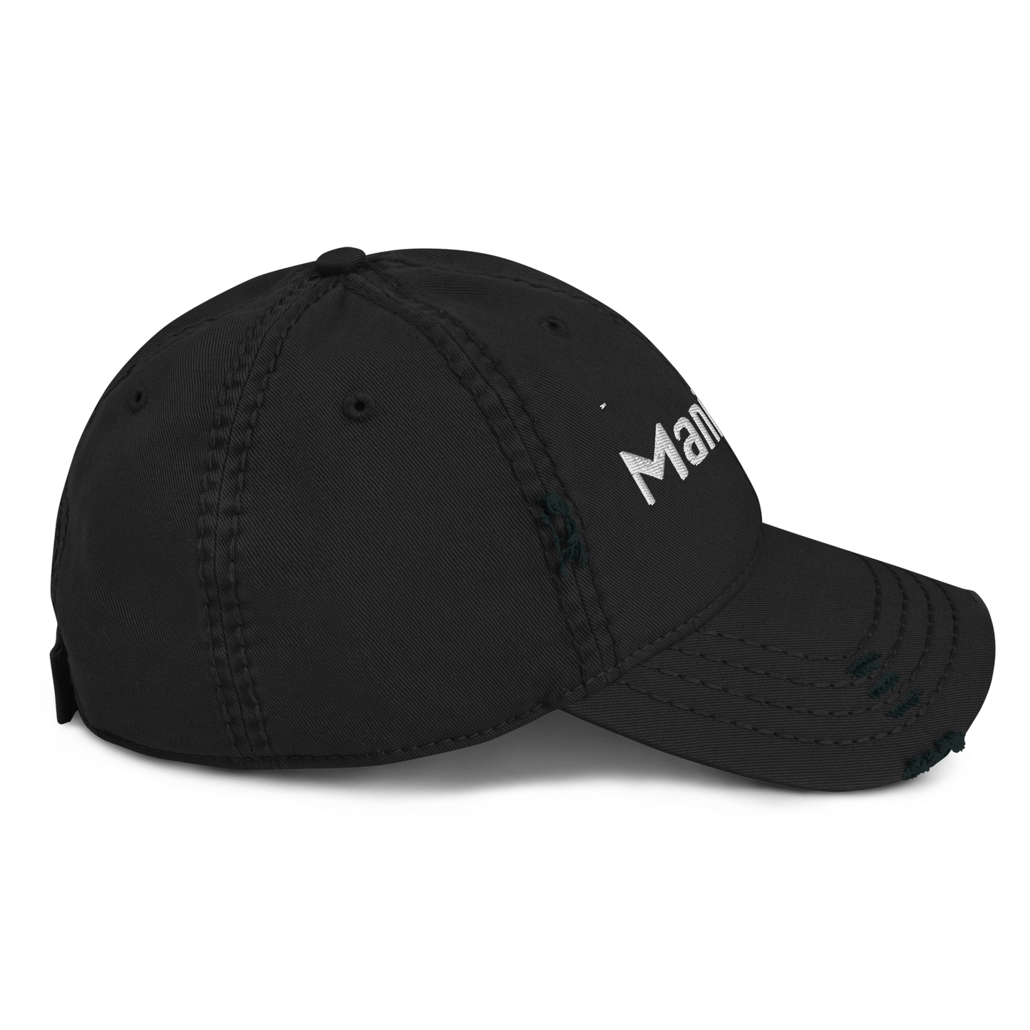 'Manistee' Distressed Dad Hat | White/Black Embroidery