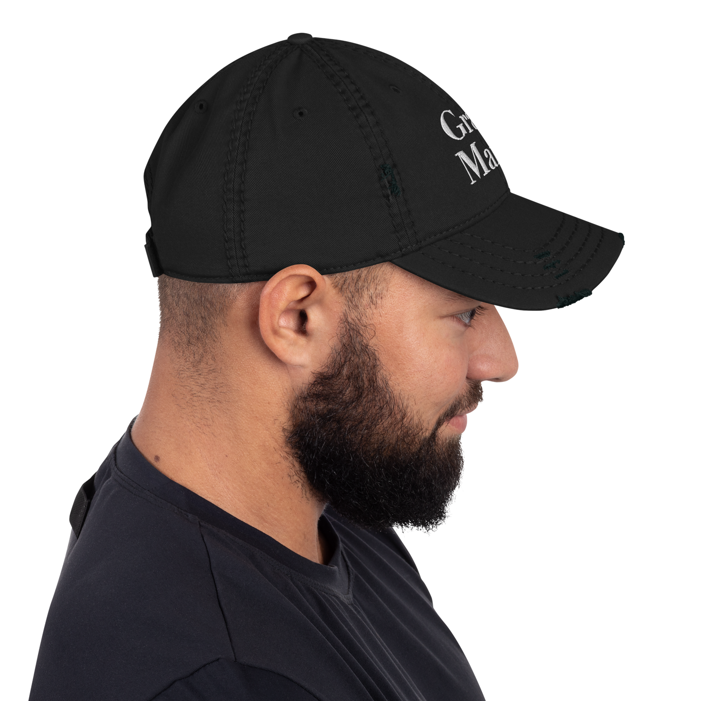 'Grand Marais' Distressed Dad Hat | White/Black Embroidery