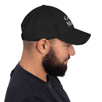 'Grand Marais' Distressed Dad Hat | White/Black Embroidery