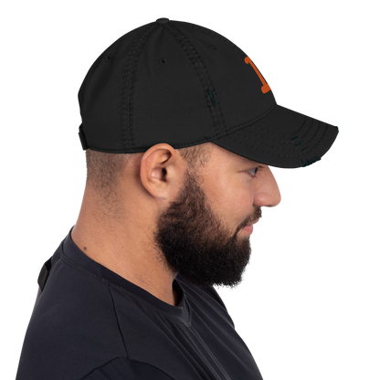 Detroit 'Old French D' Distressed Dad Hat (w/ Side Design) | Orange Embroidery