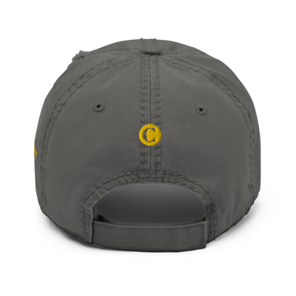 Detroit 'Old French D' Distressed Dad Hat (w/ Side Design) | Gold Embroidery