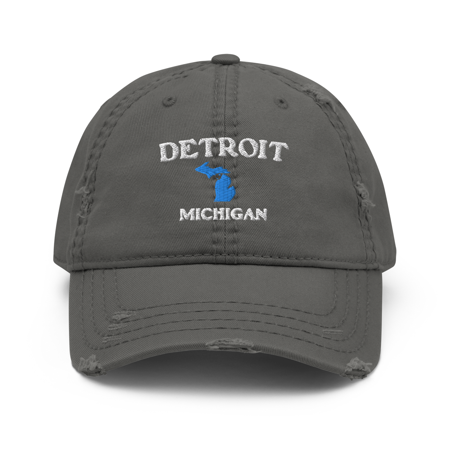 'Detroit Michigan' Distressed Dad Hat (w/Michigan Outline)