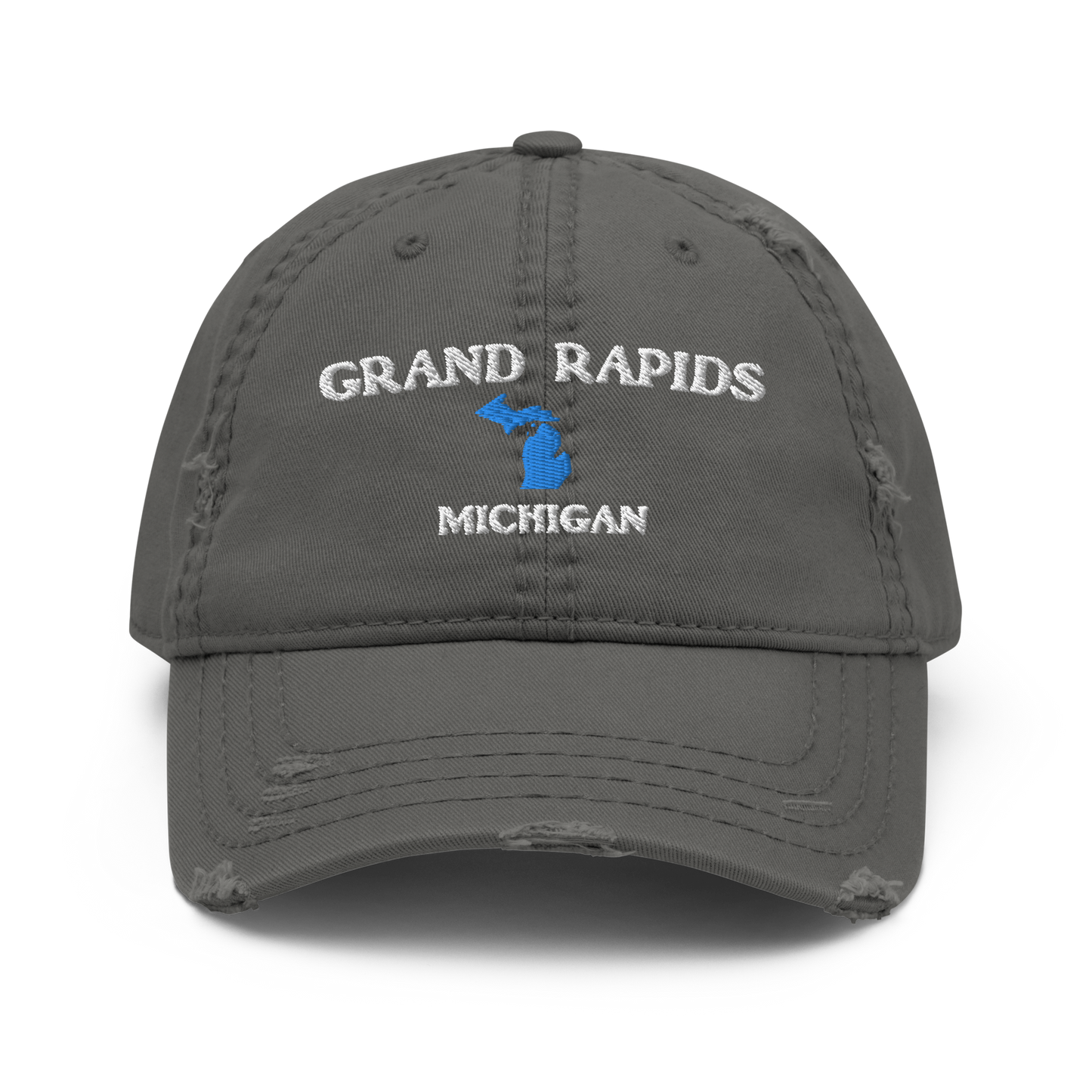 'Grand Rapids Michigan' Distressed Dad Hat (w/ Michigan Outline)